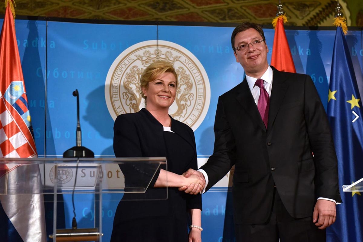 Die kroatische Präsidentin Kolinda Grabar-Kitarović und der serbische Regierungschef Aleksander Vučić